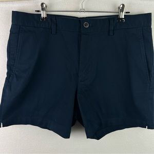 Club Monaco Mens Shorts 31 Blue Solid Chino Jax Fit Outdoor Golf 5” Inseam